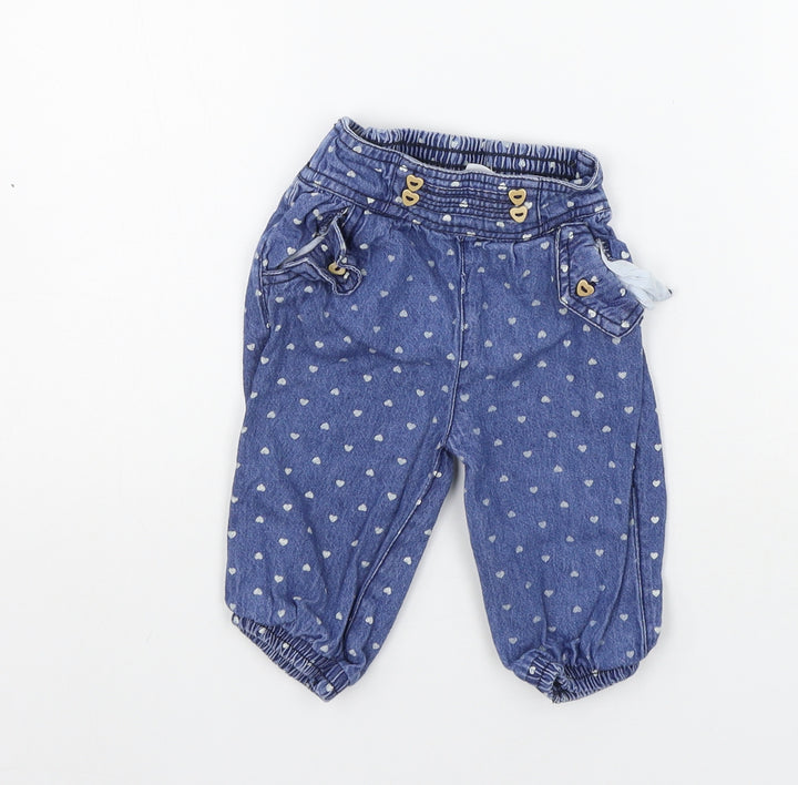 Baby Girls Blue   Jogger Jeans Size 6-9 Months  - Elasticated Waist