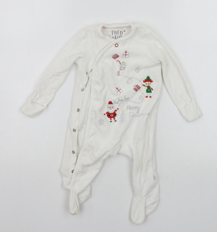 F&F Baby White Catsuit One-Piece Size 3-6 Months - details on chest