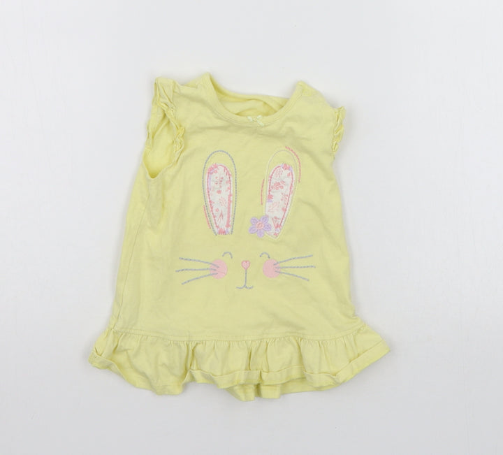 George Girls Yellow Basic Tank Size 6-9 Months - details on chest