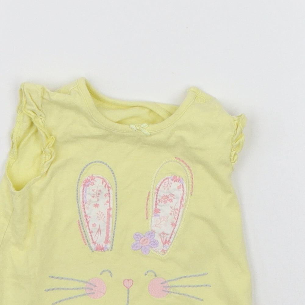 George Girls Yellow   Basic Tank Size 6-9 Months  - details on chest