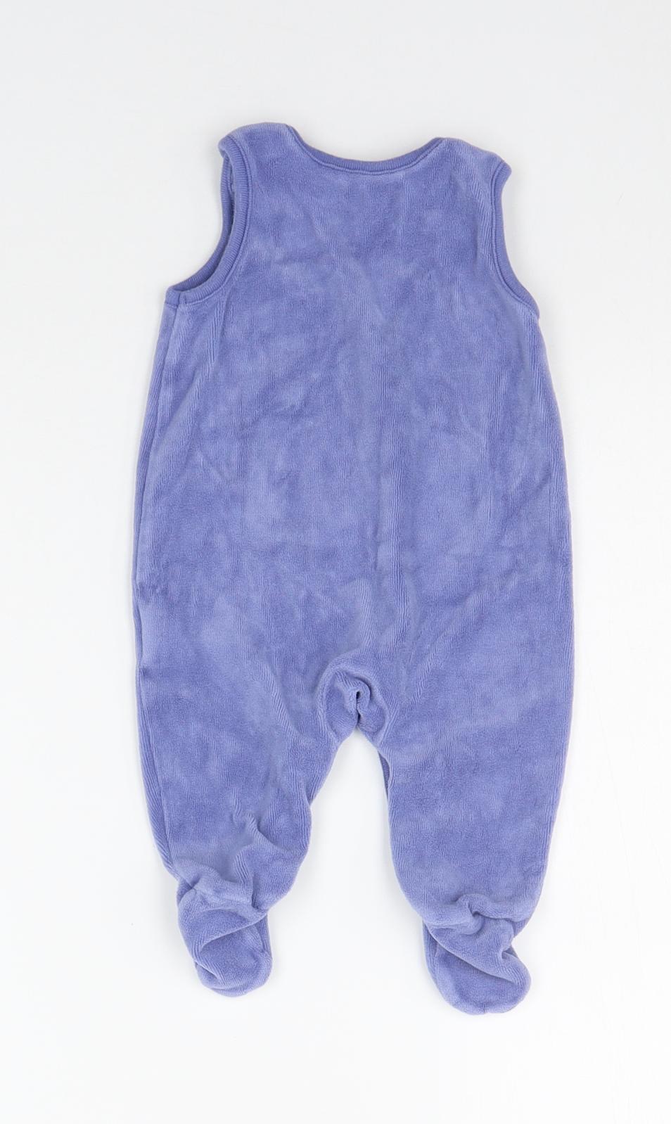 Mothercare Baby Blue   Babygrow One-Piece Size 0-3 Months  - details on chest