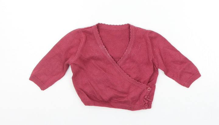 Marks and Spencer Girls Red Pullover Jumper Size 0-3 Months