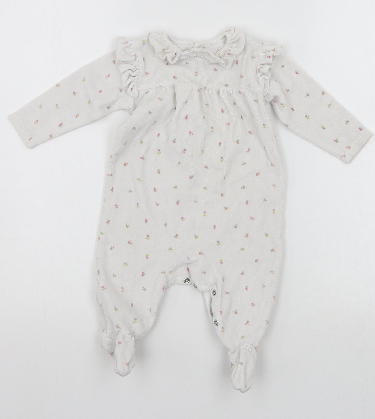 NEXT Baby Grey Floral  Babygrow One-Piece Size 3-6 Months