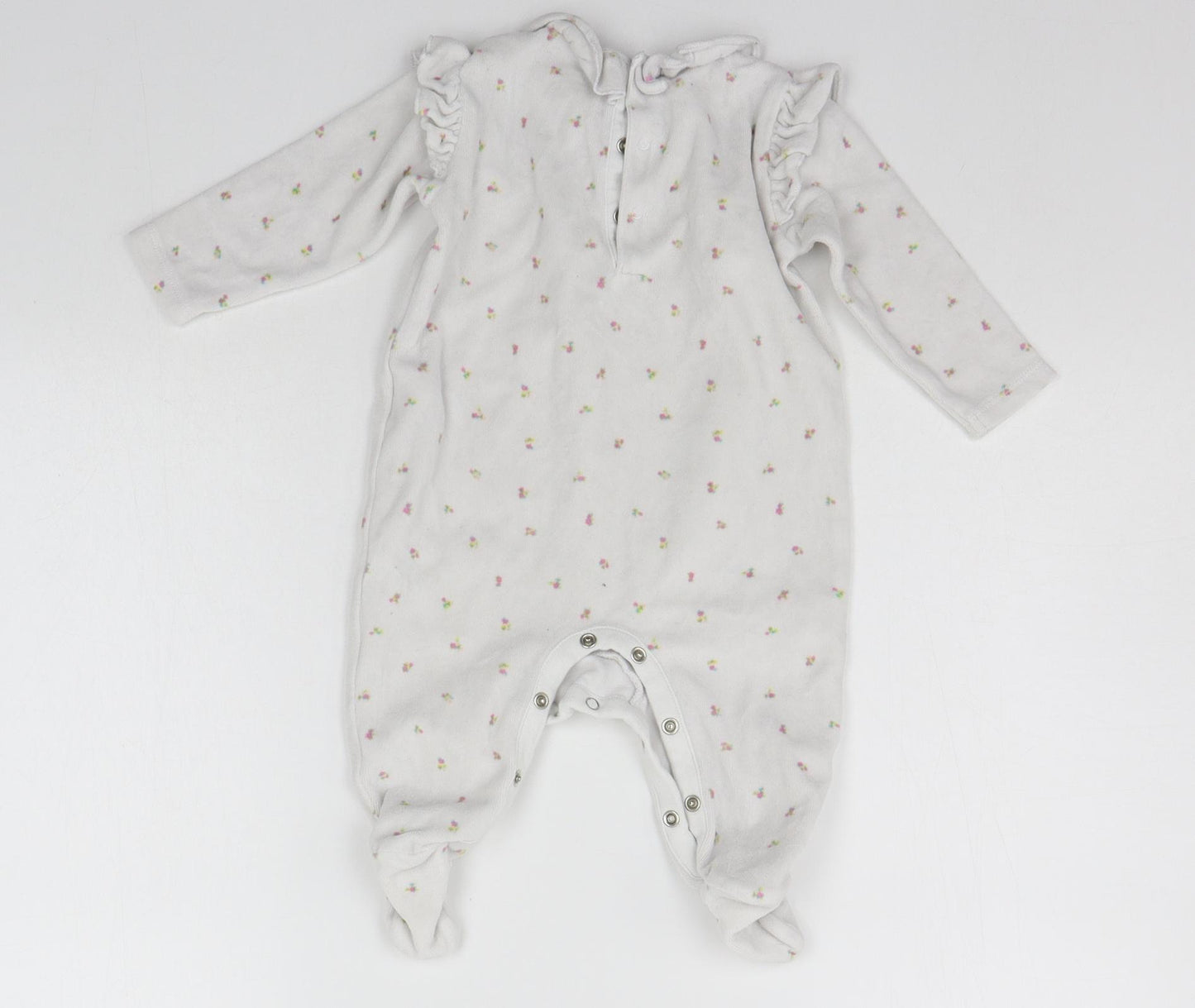NEXT Baby Grey Floral  Babygrow One-Piece Size 3-6 Months