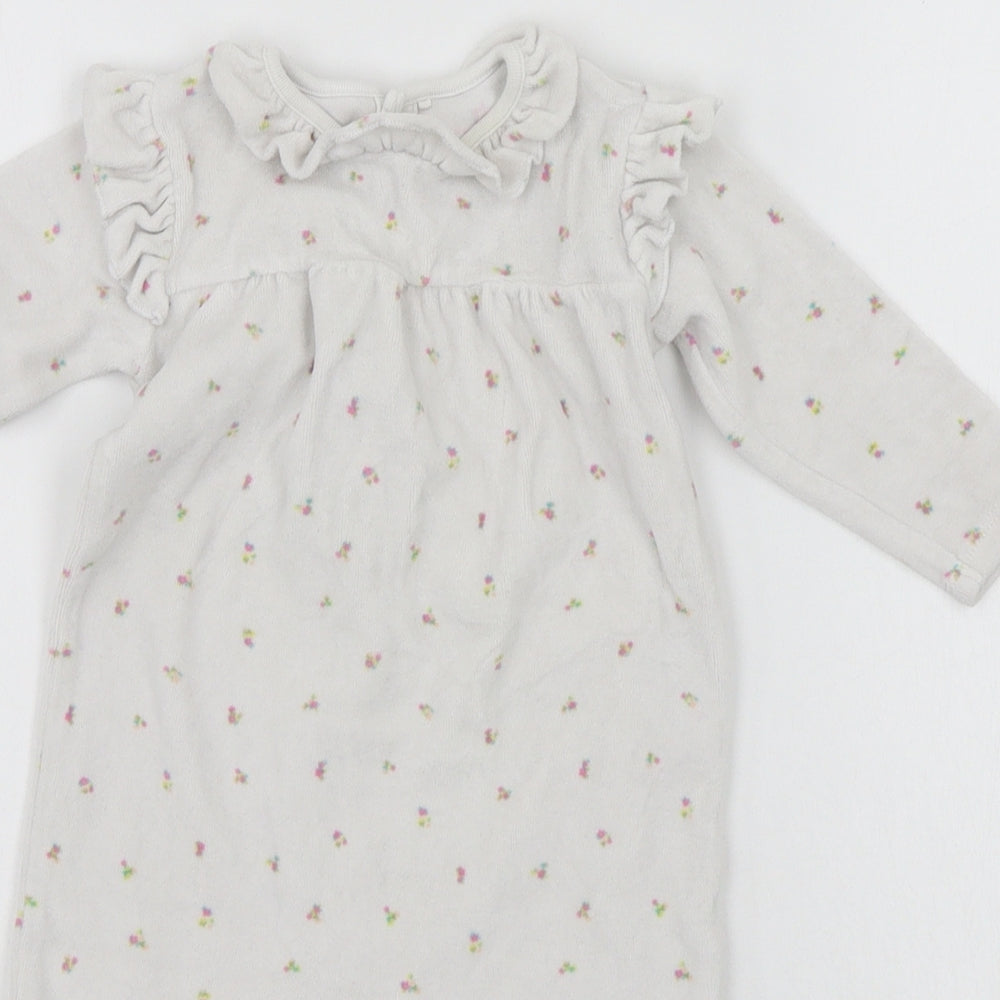 NEXT Baby Grey Floral  Babygrow One-Piece Size 3-6 Months