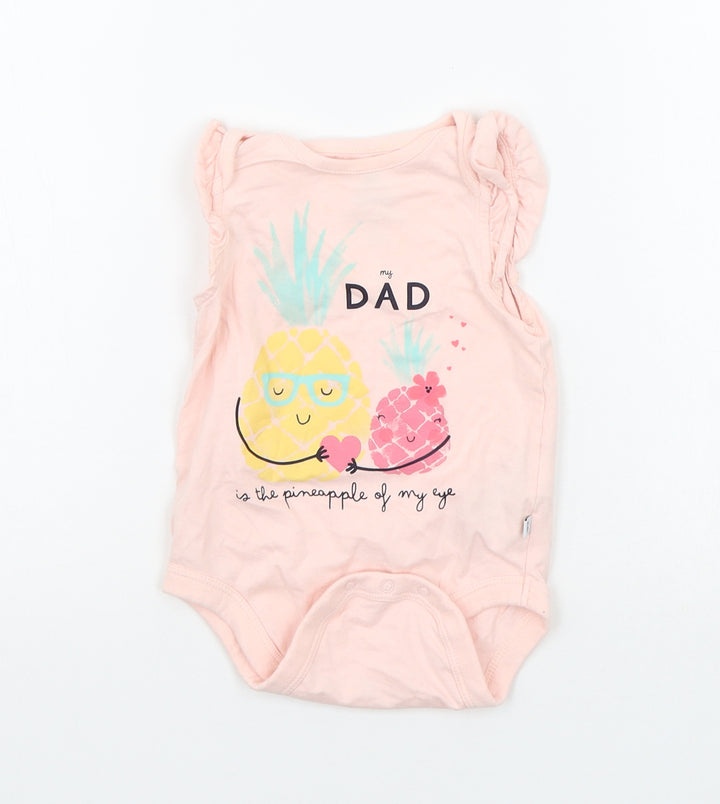 Gap Baby Pink   Babygrow One-Piece Size 6-9 Months  - details on chest