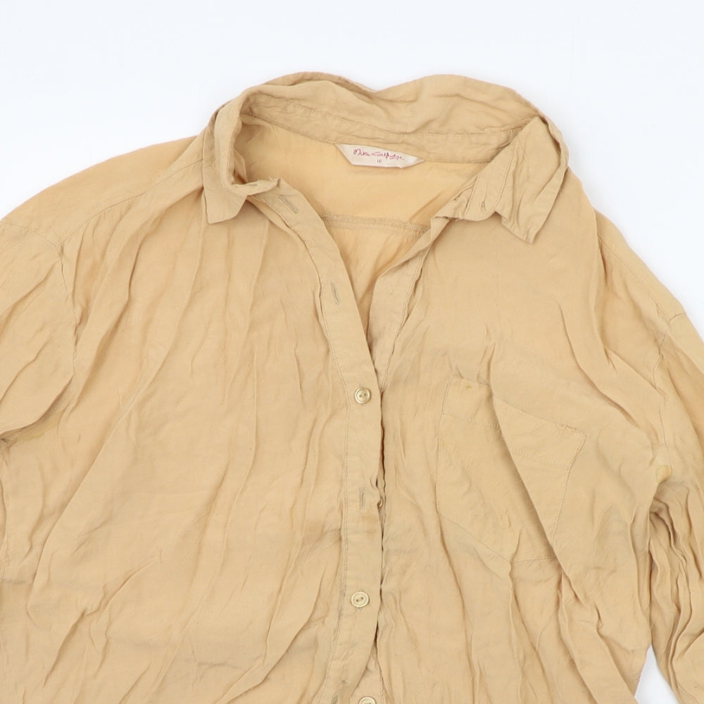 Miss Selfridge Womens Beige   Basic Button-Up Size 10