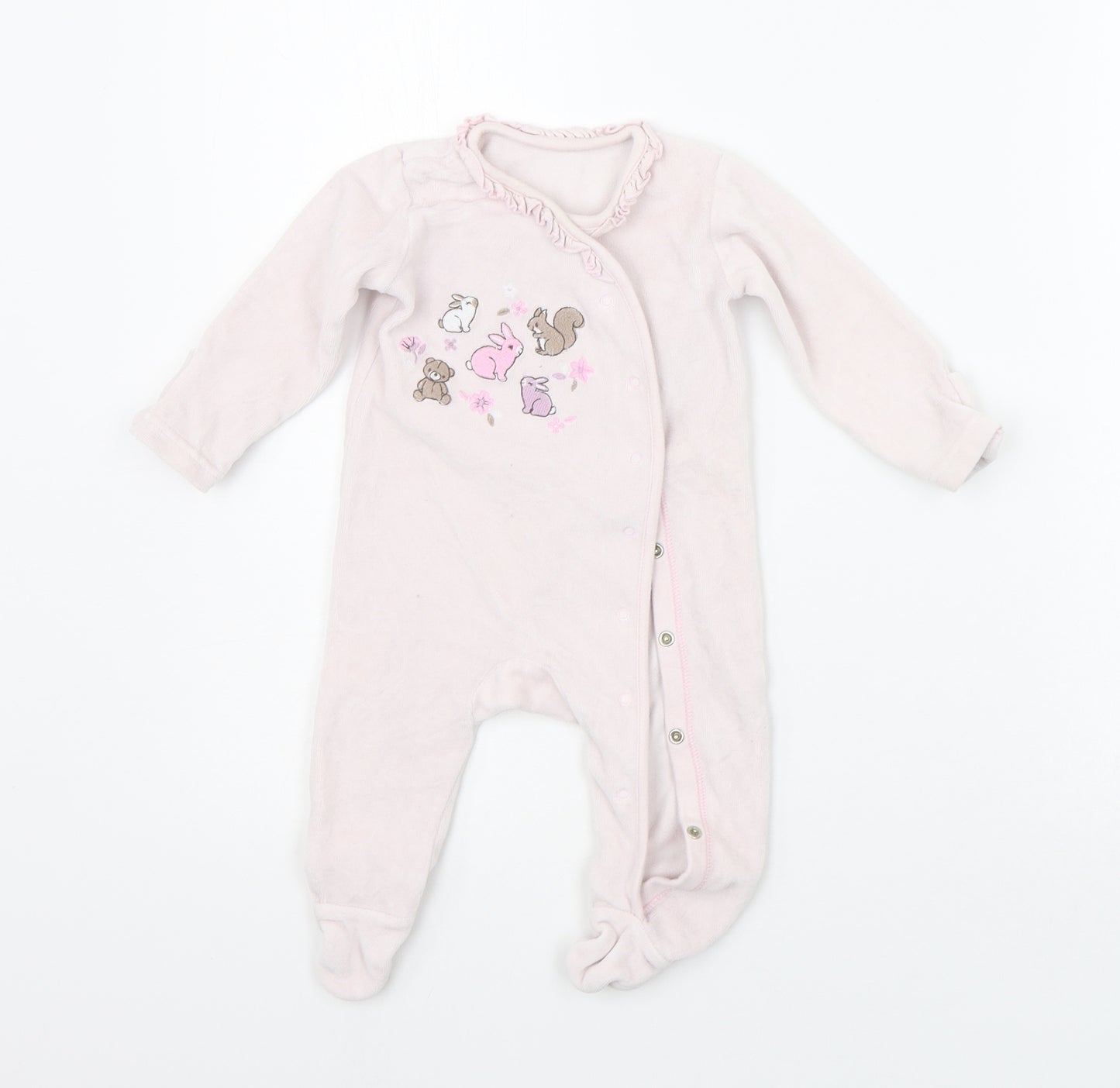 Nutmeg Baby Pink   Babygrow One-Piece Size 3-6 Months  - details on chest