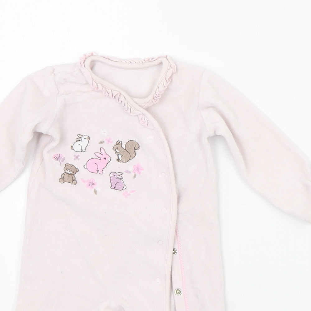 Nutmeg Baby Pink   Babygrow One-Piece Size 3-6 Months  - details on chest