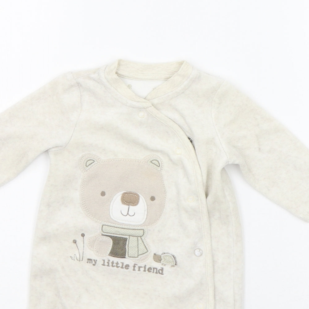 Mothercare Baby Beige   Babygrow One-Piece Size 0-3 Months  - PRINT ON CHEST