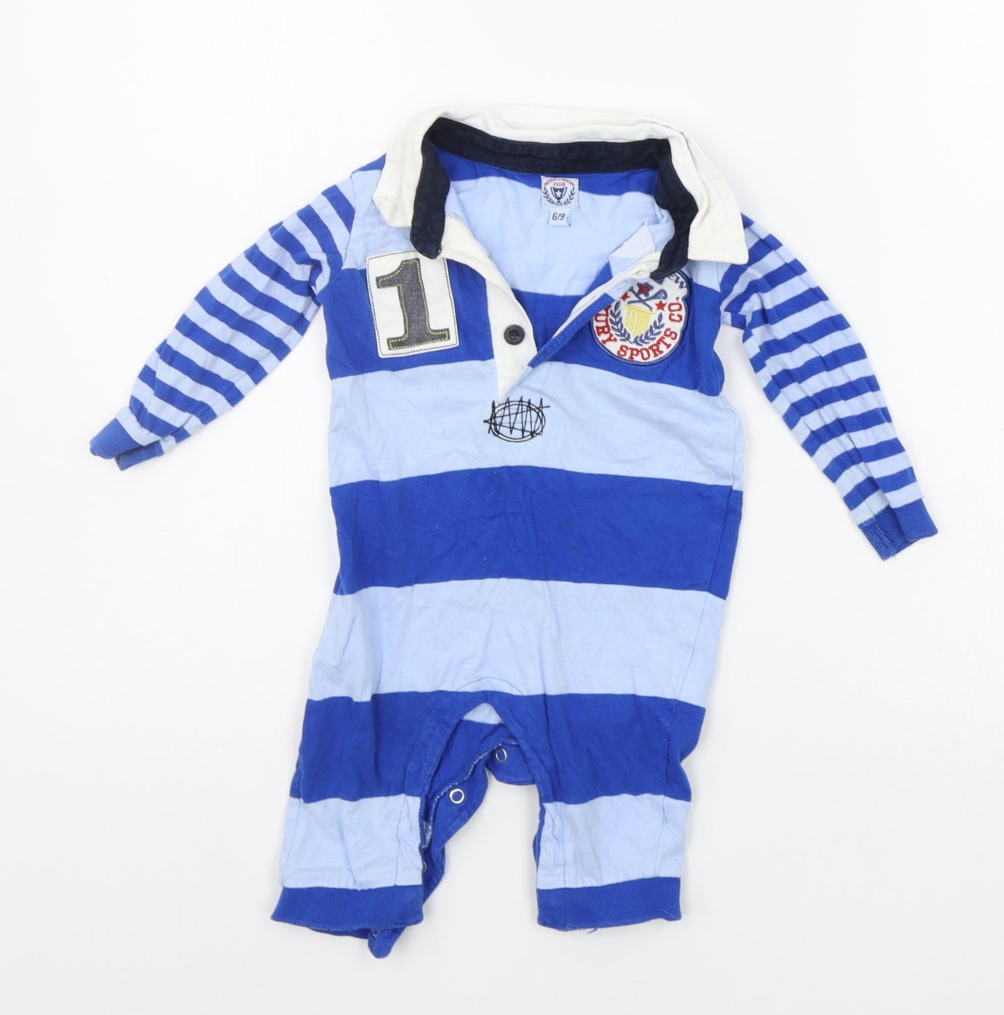 MINI CREW Baby Blue Striped  Babygrow One-Piece Size 6-9 Months