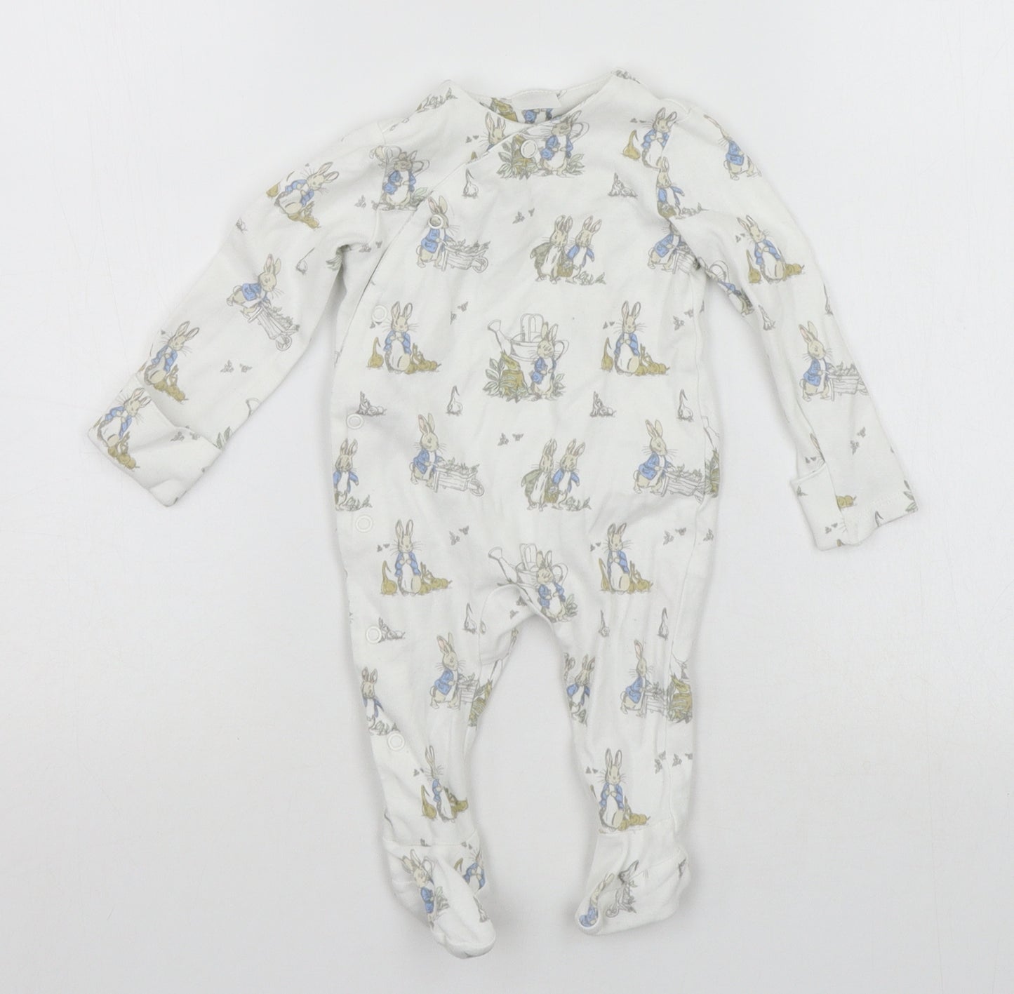 Peter Rabbit Baby White Geometric  Babygrow One-Piece Size 3-6 Months