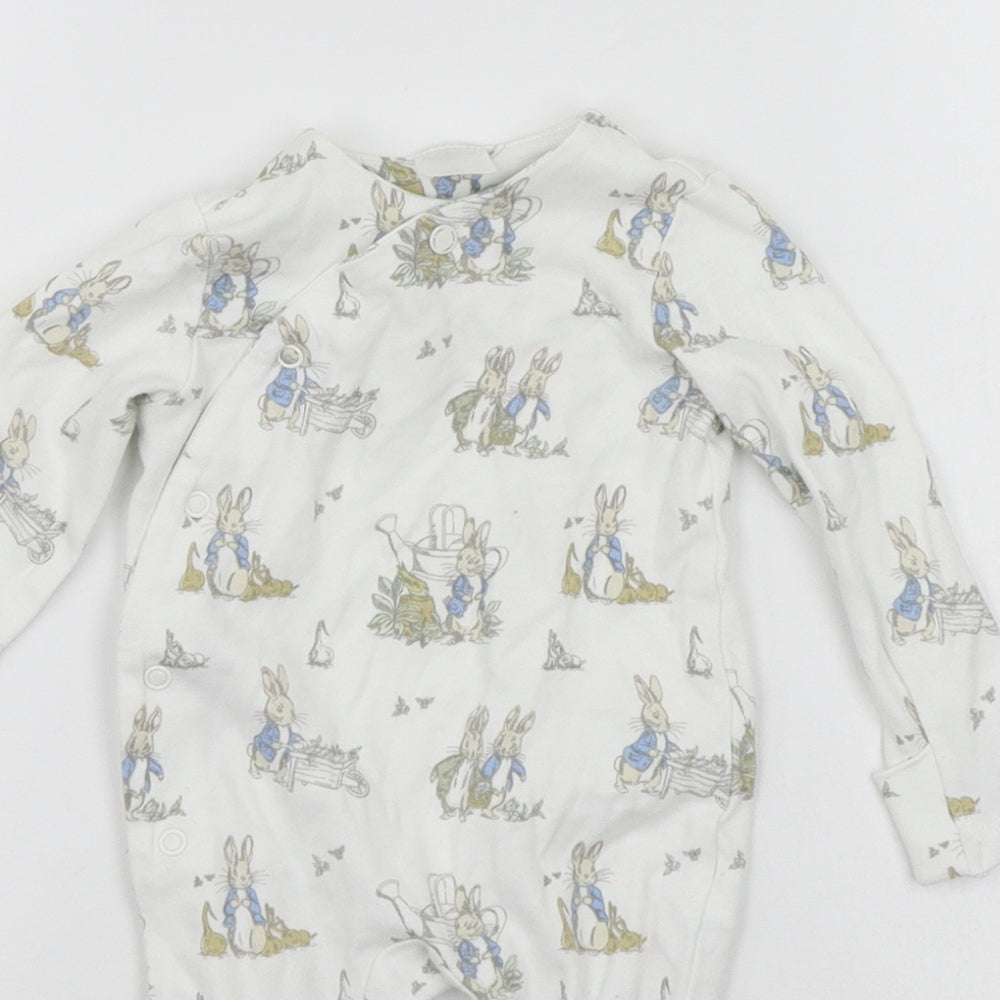 Peter Rabbit Baby White Geometric  Babygrow One-Piece Size 3-6 Months
