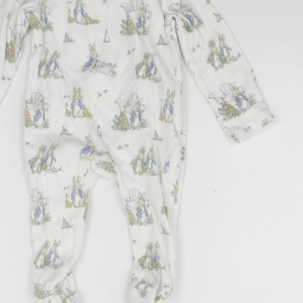 Peter Rabbit Baby White Geometric  Babygrow One-Piece Size 3-6 Months