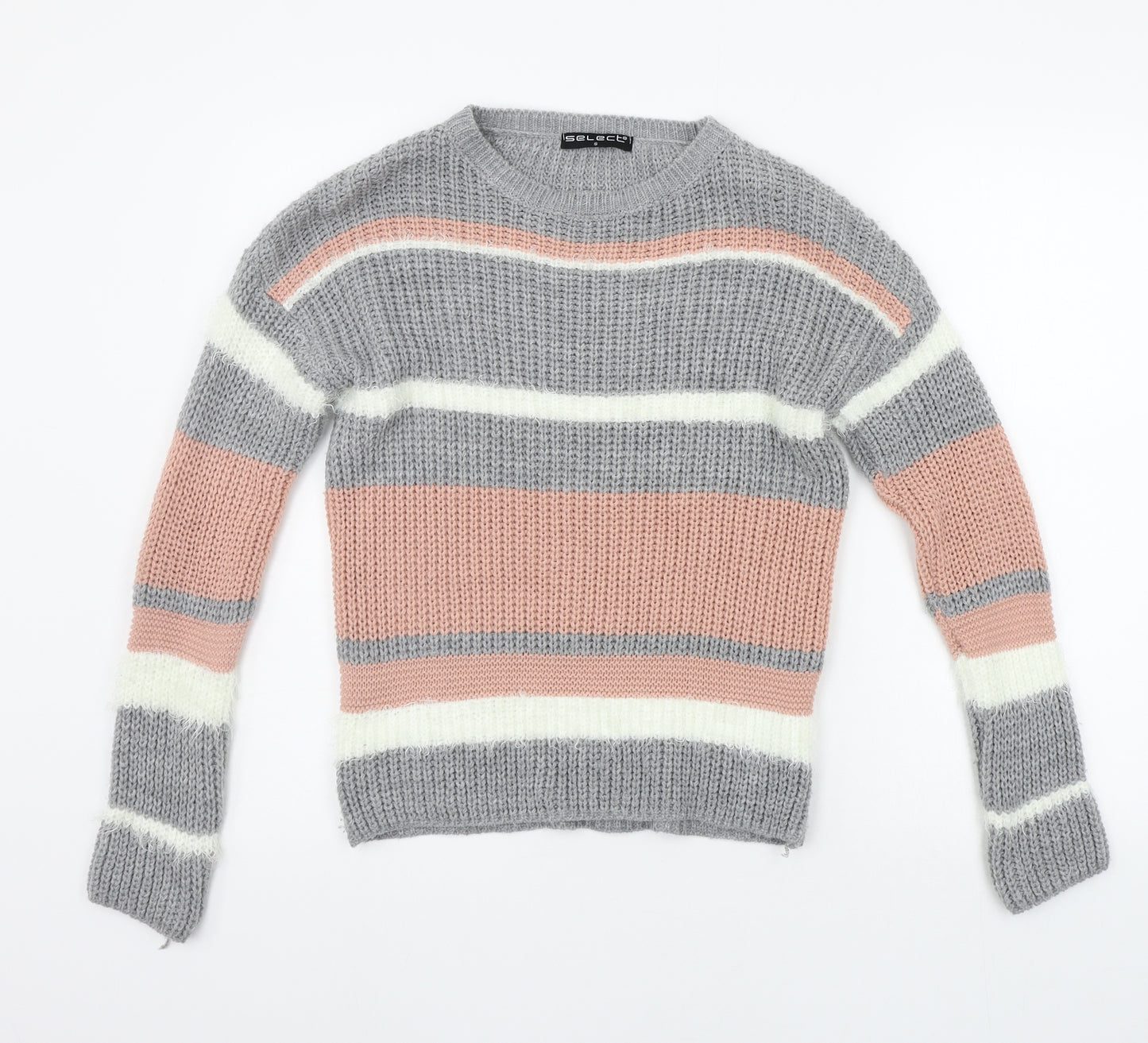 Select Womens Green Striped  Pullover Jumper Size S