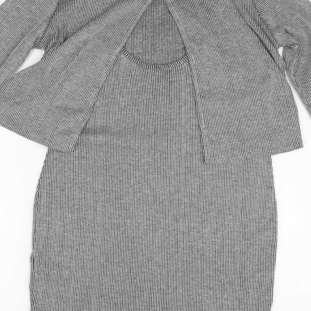 CAMERO ROSE Womens Grey Striped  Jumper Dress  Size 8