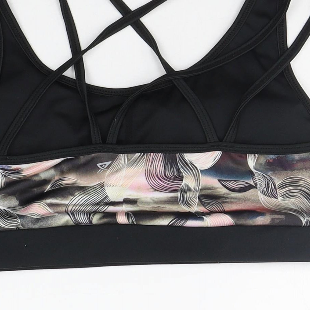 WORK OUT Womens Black Floral  Basic Tank Size 12