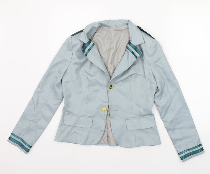 Preworn Womens Blue Striped Jacket Suit Jacket Size S