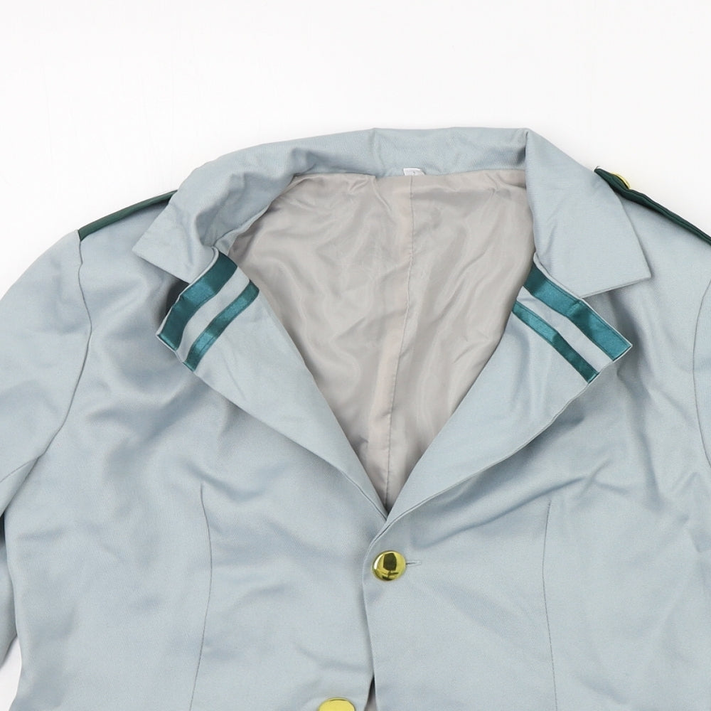 Preworn Womens Blue Striped  Jacket Suit Jacket Size S