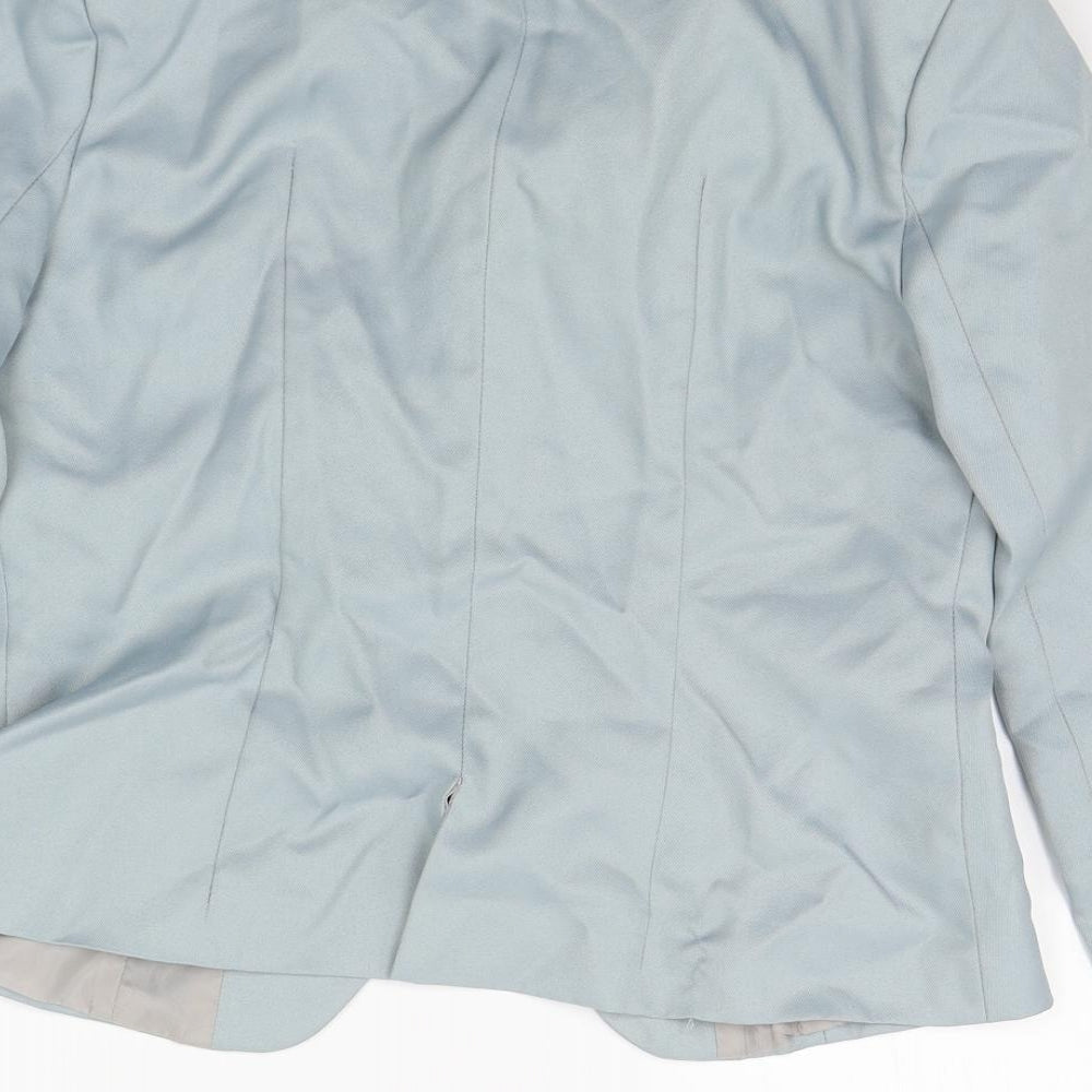 Preworn Womens Blue Striped  Jacket Suit Jacket Size S