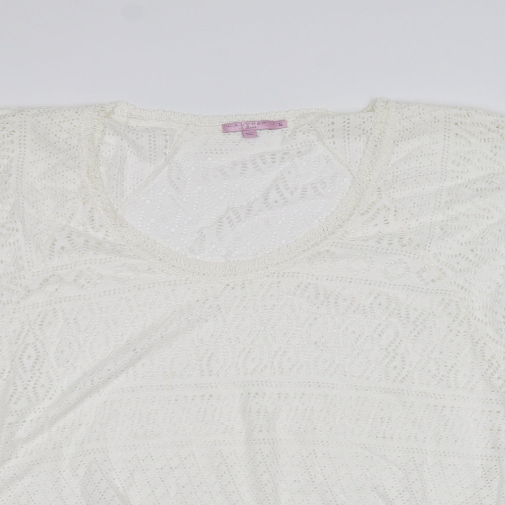 Calypso Womens White   Pullover Jumper Size S