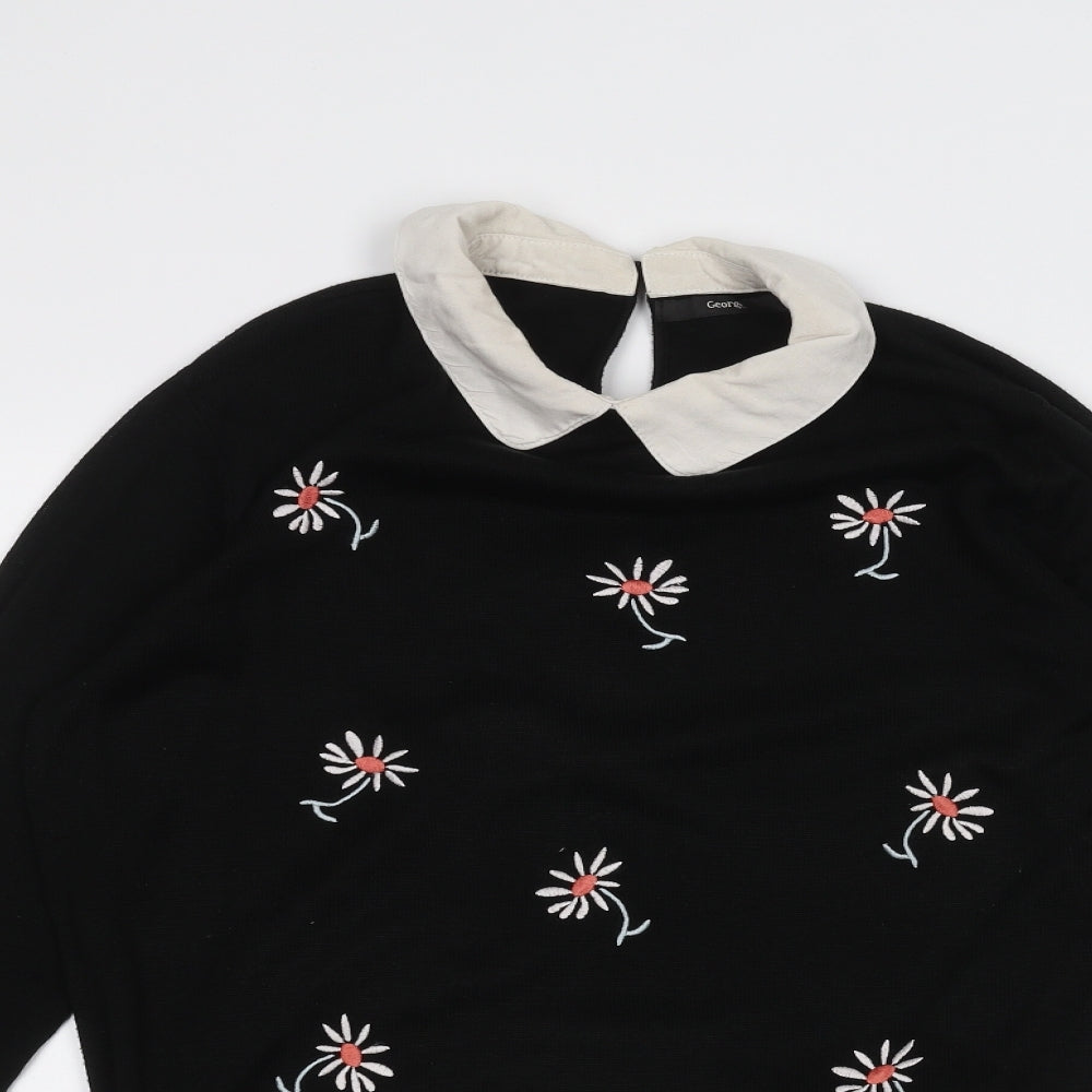 George Womens Black   Basic T-Shirt Size 14