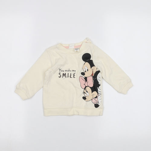 Disney Baby White   Pullover Jumper Size 6-9 Months