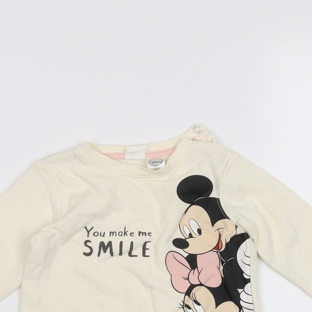 Disney Baby White   Pullover Jumper Size 6-9 Months