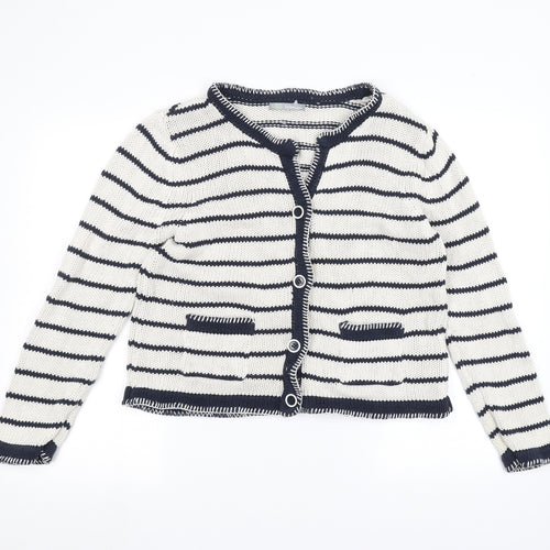 Marks and Spencer Womens White Striped  Jacket Coatigan Size 14