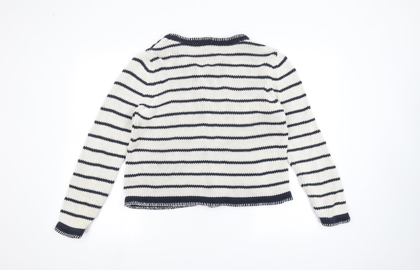 Marks and Spencer Womens White Striped  Jacket Coatigan Size 14