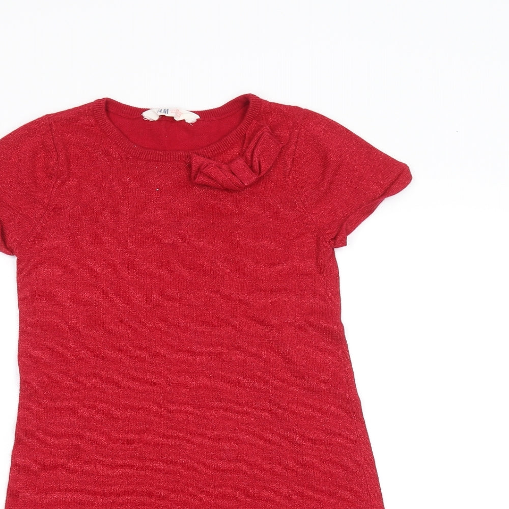 H&M Girls Red   Basic T-Shirt Size 9-10 Years