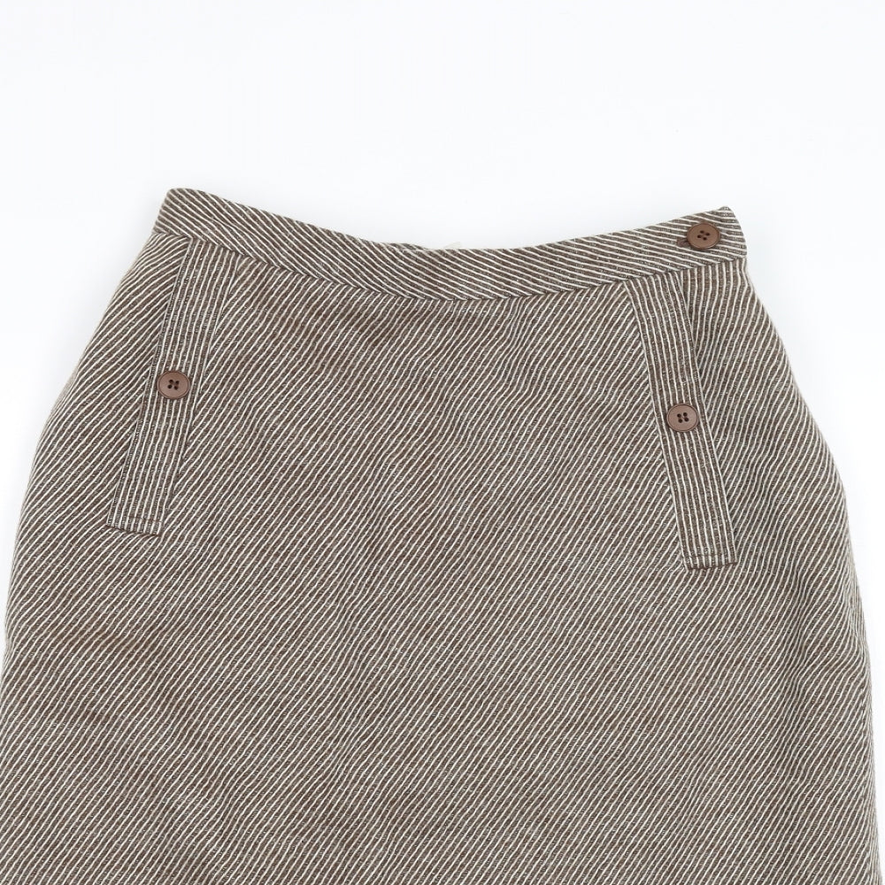 Jaeger Womens Brown Striped  A-Line Skirt Size 10