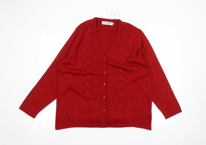 Beau Monde Womens Red Jacket Coatigan Size L
