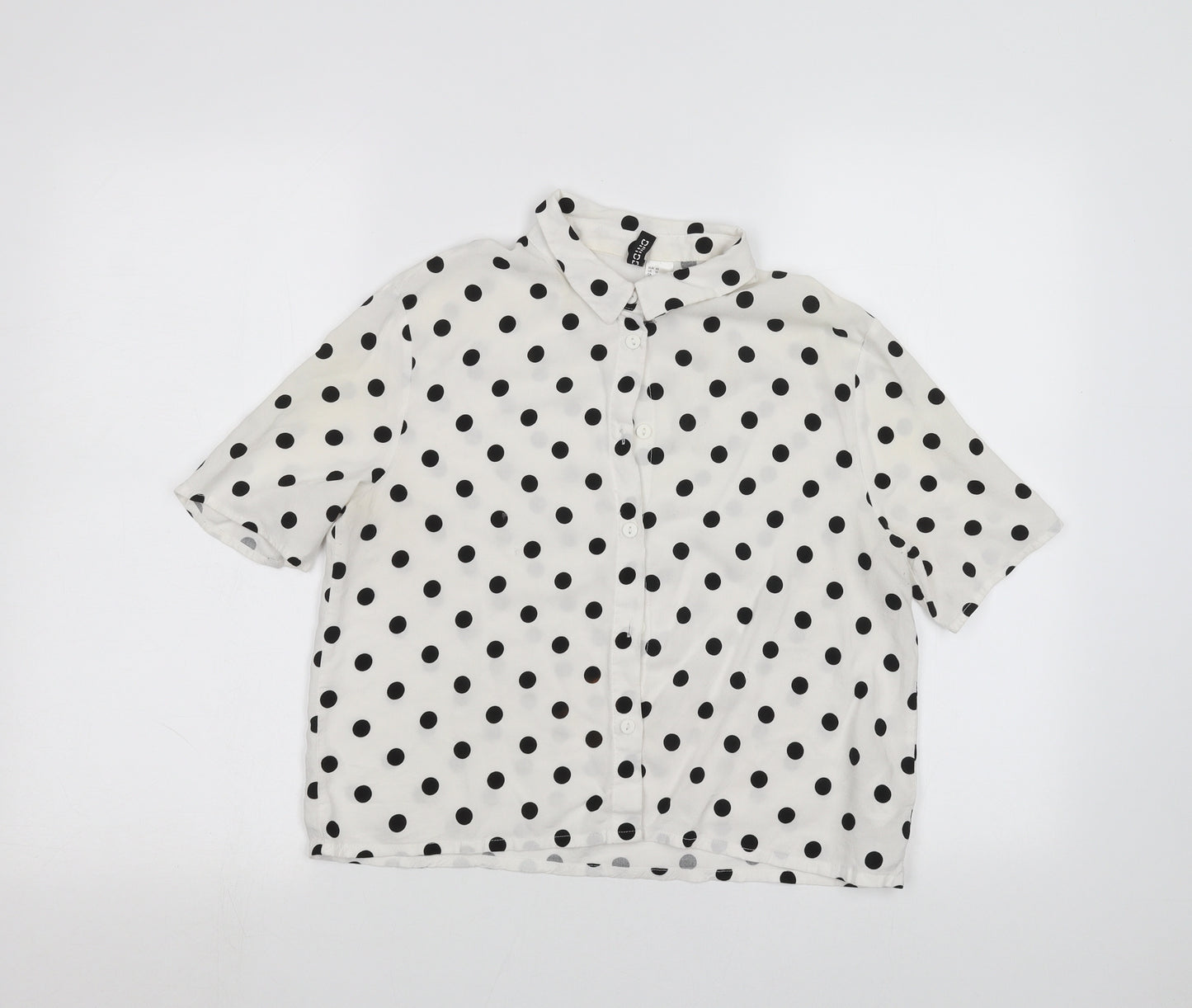 H&M Womens White Polka Dot  Basic Button-Up Size 12