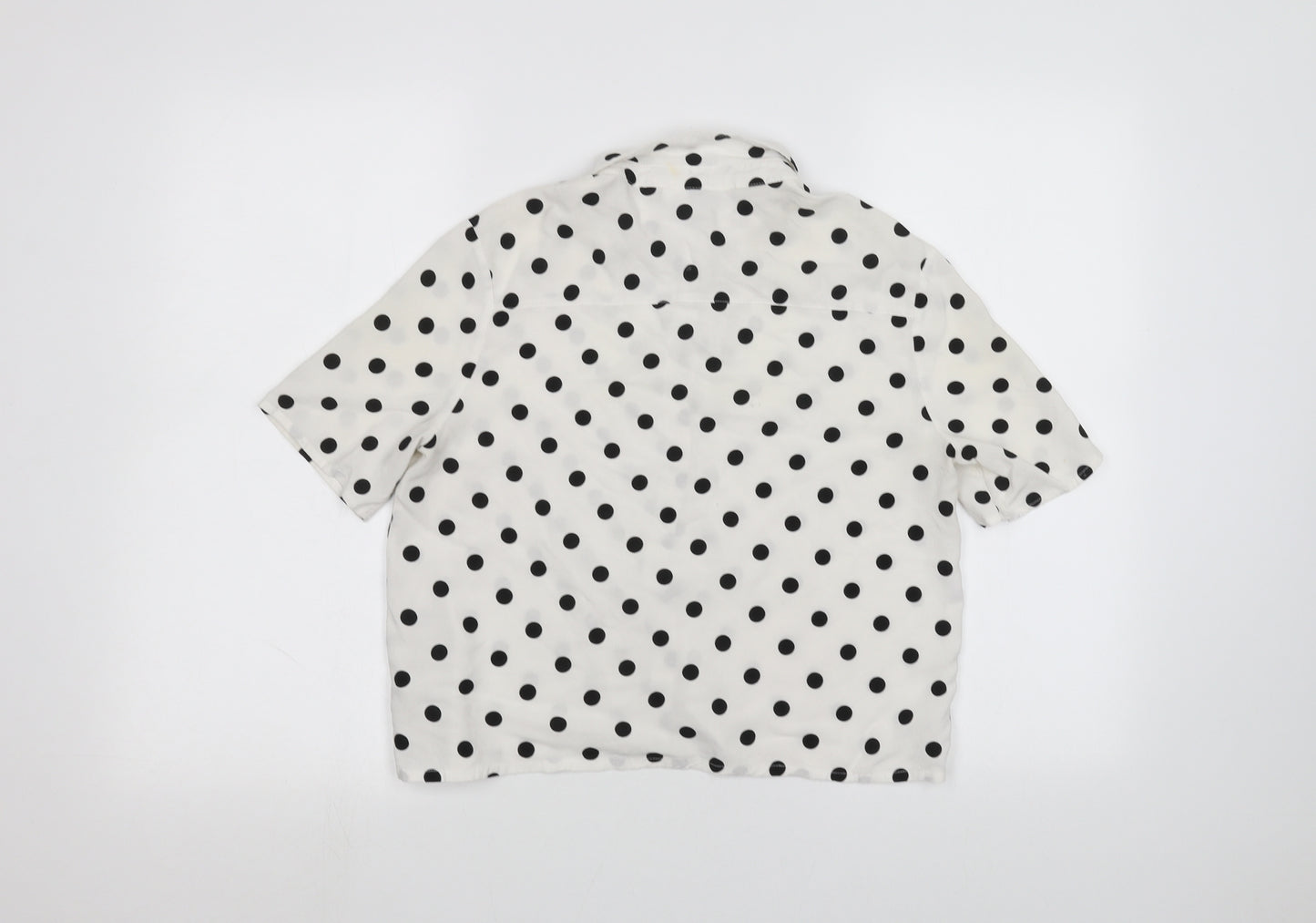 H&M Womens White Polka Dot  Basic Button-Up Size 12