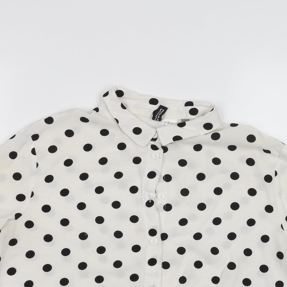 H&M Womens White Polka Dot  Basic Button-Up Size 12