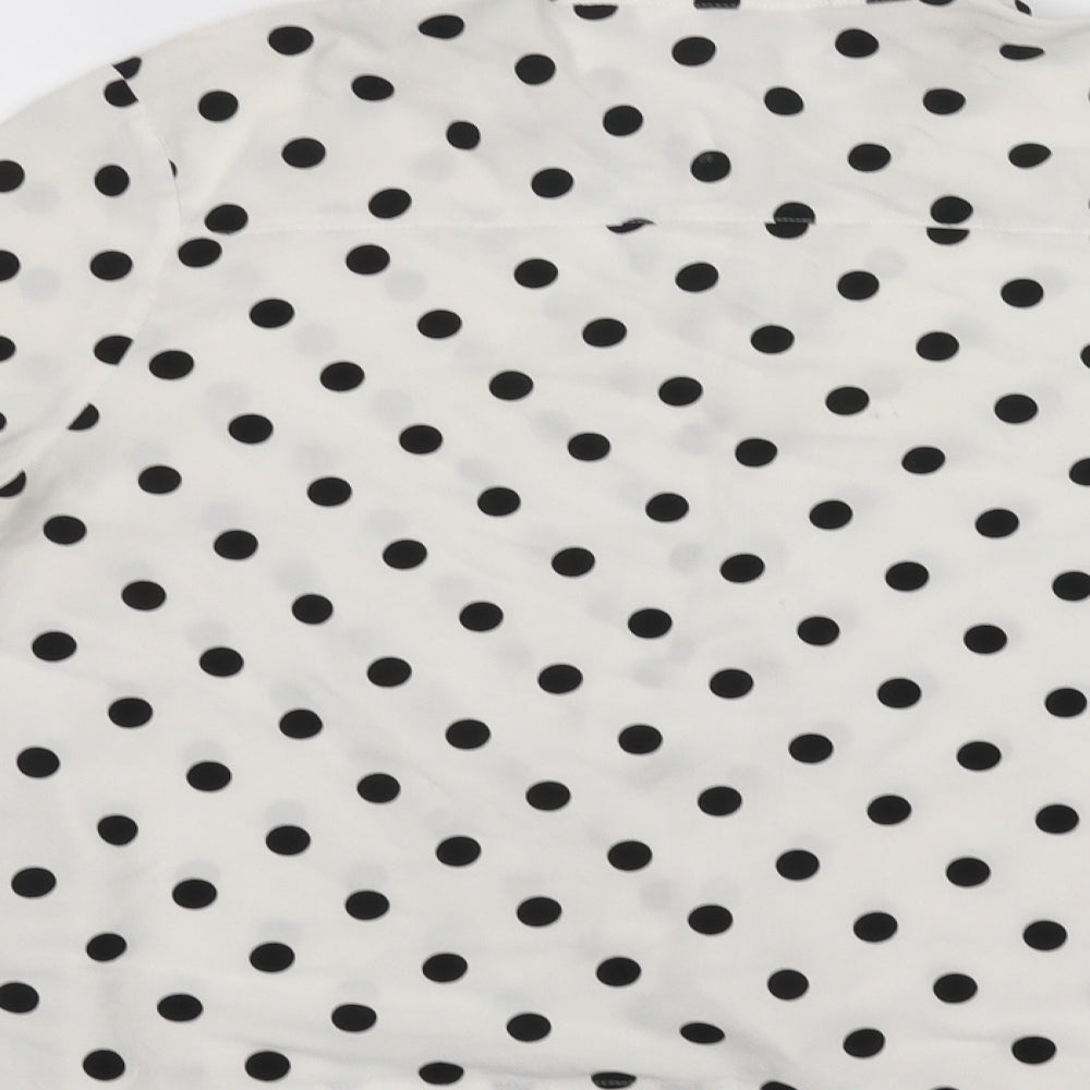 H&M Womens White Polka Dot  Basic Button-Up Size 12