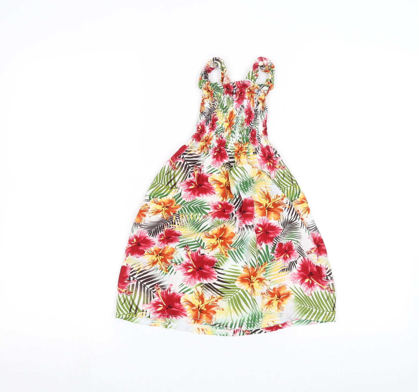 Preworn Girls White Floral  Fit & Flare  Size L