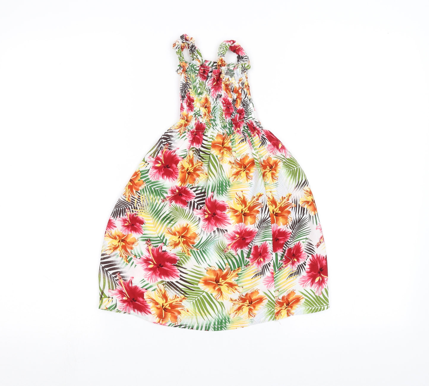Preworn Girls White Floral  Fit & Flare  Size L