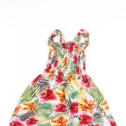 Preworn Girls White Floral  Fit & Flare  Size L