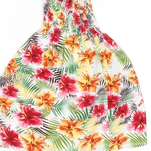 Preworn Girls White Floral  Fit & Flare  Size L