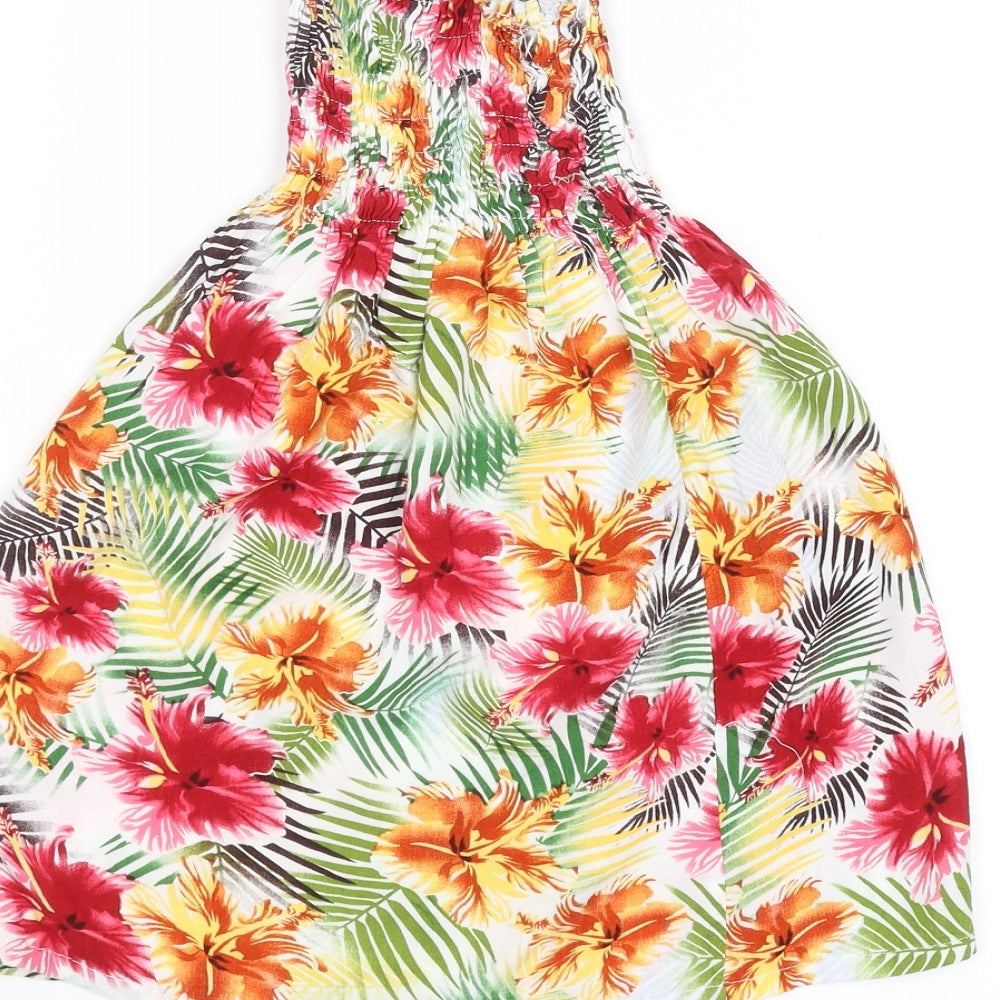 Preworn Girls White Floral  Fit & Flare  Size L