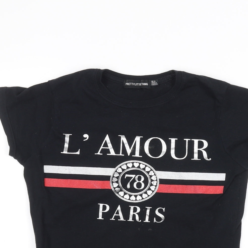 PRETTYLITTLETHING Womens Black   Basic T-Shirt Size 6