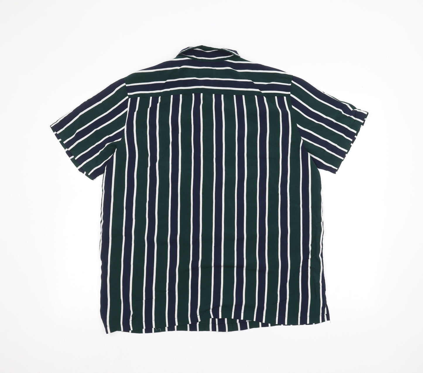 H&M Womens Green Striped  Basic Button-Up Size L