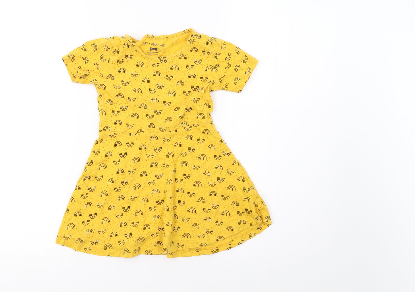 F&F Girls Yellow Polka Dot  A-Line  Size 4-5 Years