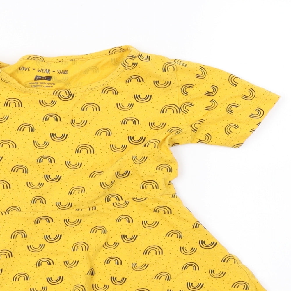 F&F Girls Yellow Polka Dot  A-Line  Size 4-5 Years