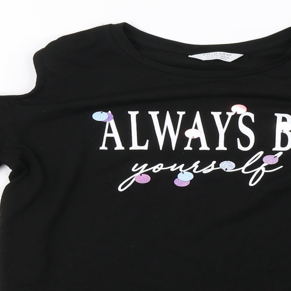 Primark Girls Black   Basic T-Shirt Size 13-14 Years