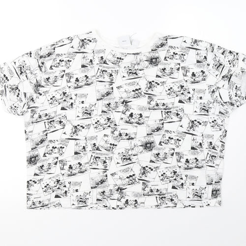 Primark Womens White Polka Dot  Cropped T-Shirt Size 14