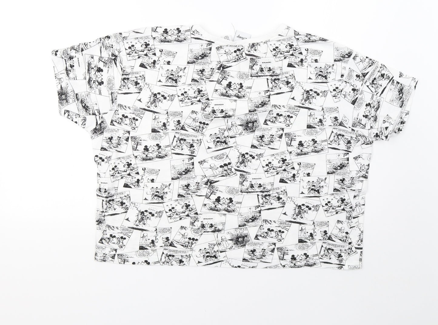 Primark Womens White Polka Dot  Cropped T-Shirt Size 14