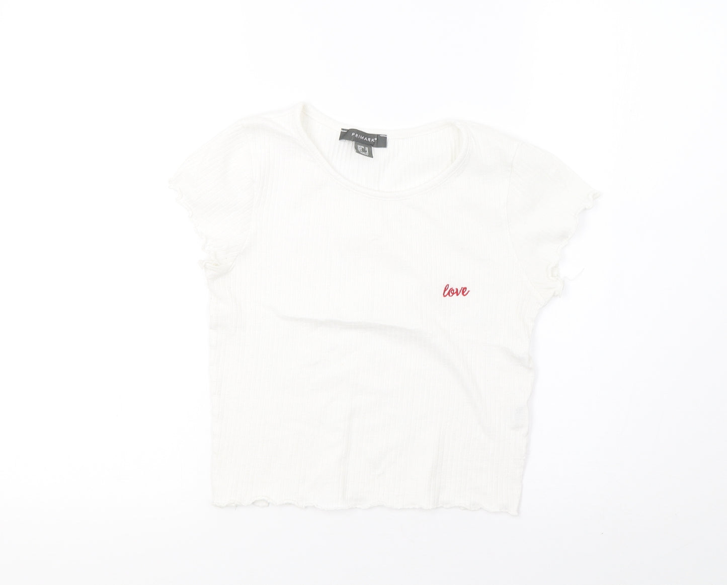 Primark Womens White   Cropped T-Shirt Size 10